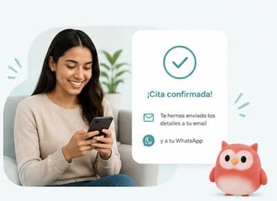 Paciente recibiendo la confirmación de su cita
